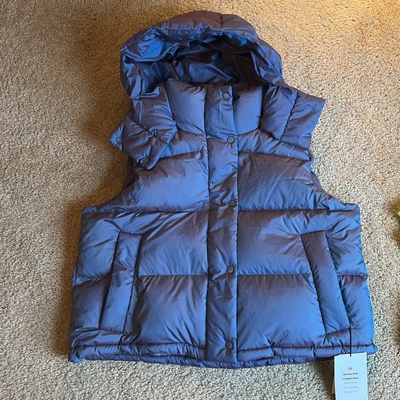 Lululemon Wunder Puff Cropped Vest sleeveless Heathered wild indigo size 12 - Picture 3 of 8